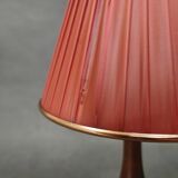 Danish Mid Century Teak Table Lamp with Red Shade, 1960s