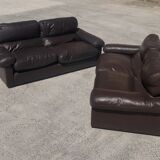 Pair of leather sofas model "Petronio" by Tito Agnoli for Poltrona Frau
