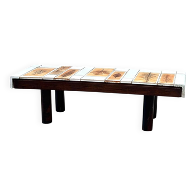 Table basse en céramique blanche Roger Capron