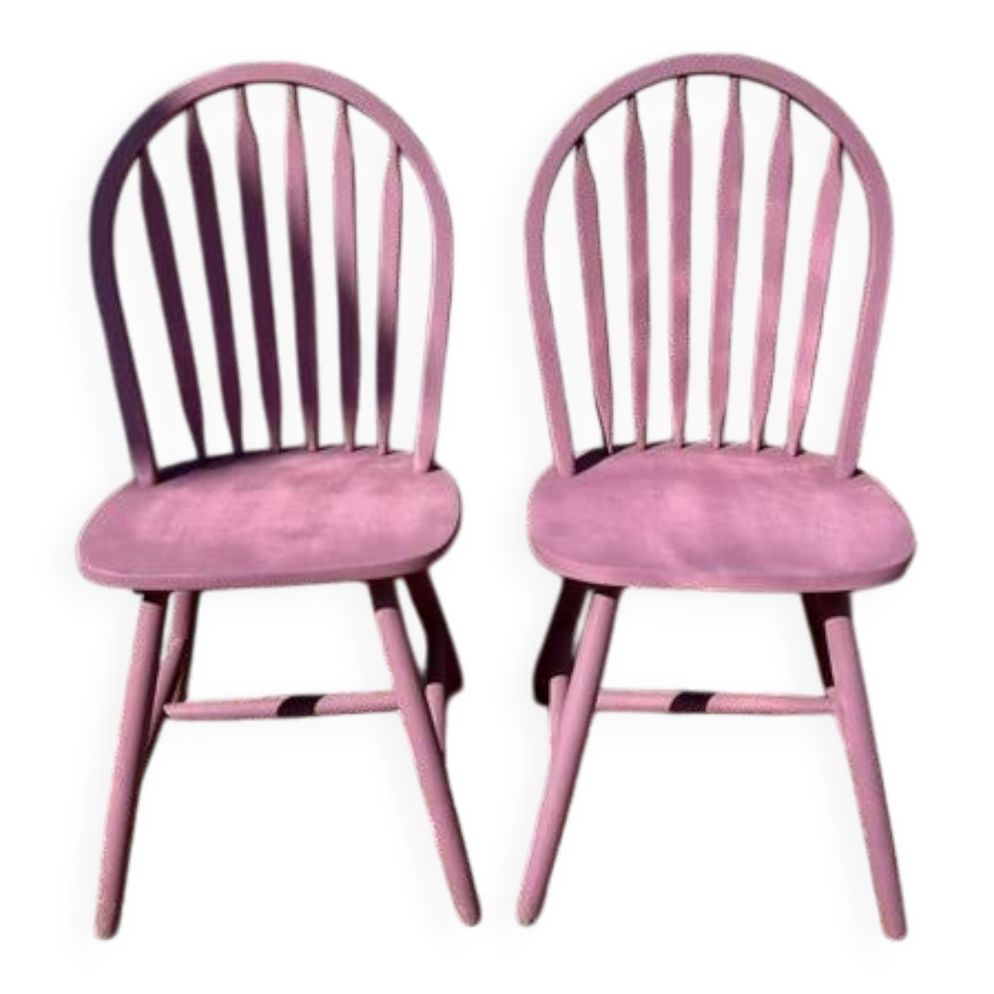 Pink slatted chairs