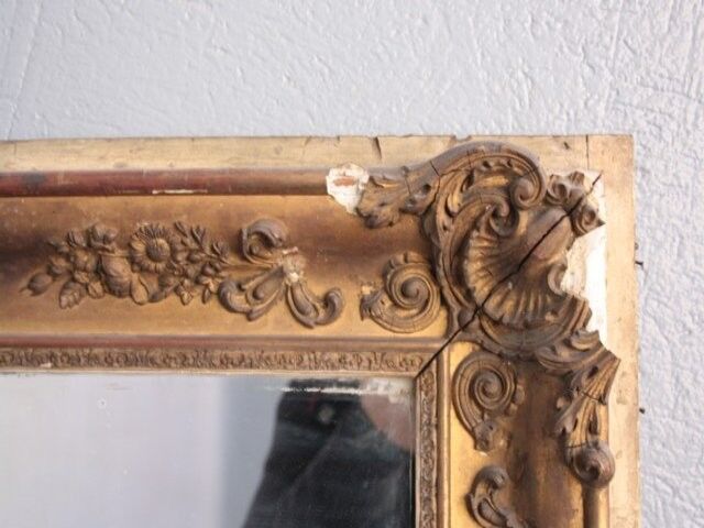 Mirror restoration Golden stucco rectangle 137 x 89 cm