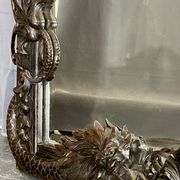 Mirror 191x122 cm period XIXth in natural wood, decoration of chimeras, satyrs