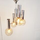 Vintage glass globe chandelier, 1970s