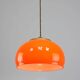 Mid-Century Italian Orange Glass and Brass Pendant Lamp
