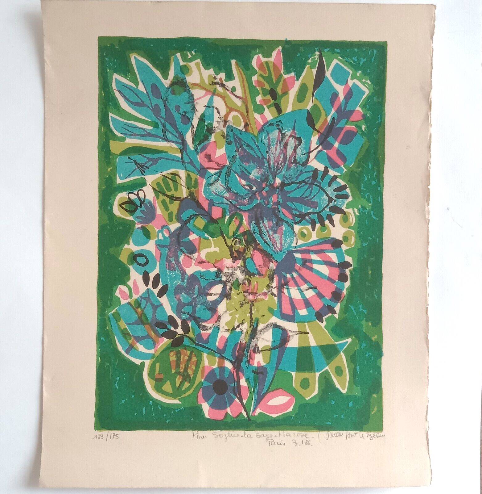 Bouquet by Michèle Van Hout, The Beautiful Lithograph No. 123/175, Signed