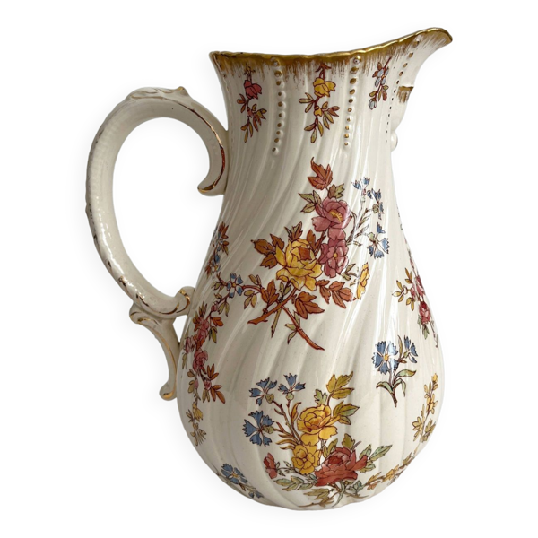 Pot à lait pichet en terre de fer polychrome ''Louis VX'' U&C Sarreguemines
