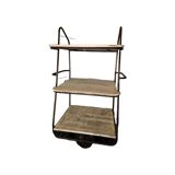 industrial iron and wood trolley shelf