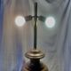 Large vintage lamp base in solid wood and chrome metal