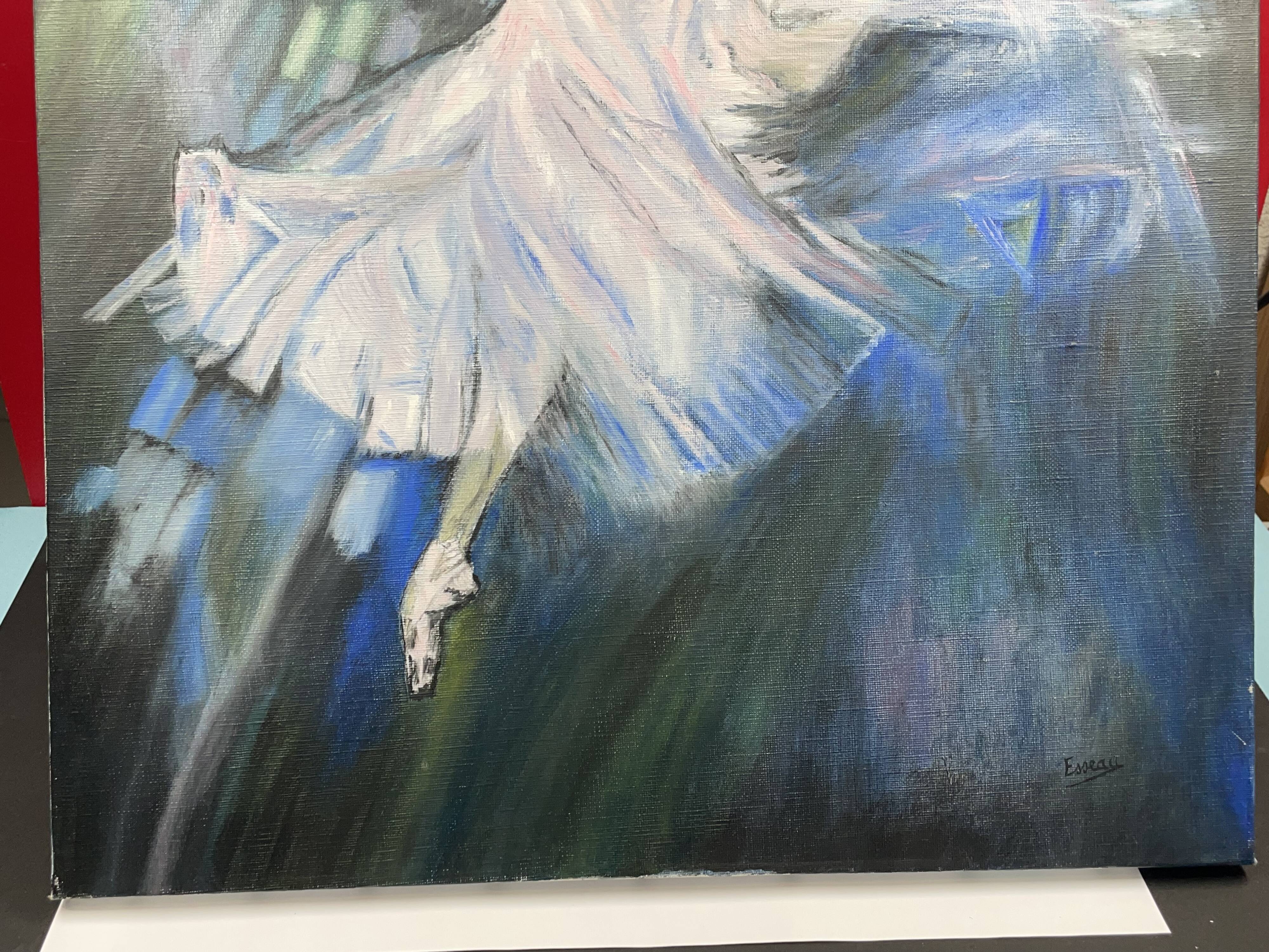 Acrylic Painting or Oil on canvas Dancer, little rat! signed Esseau