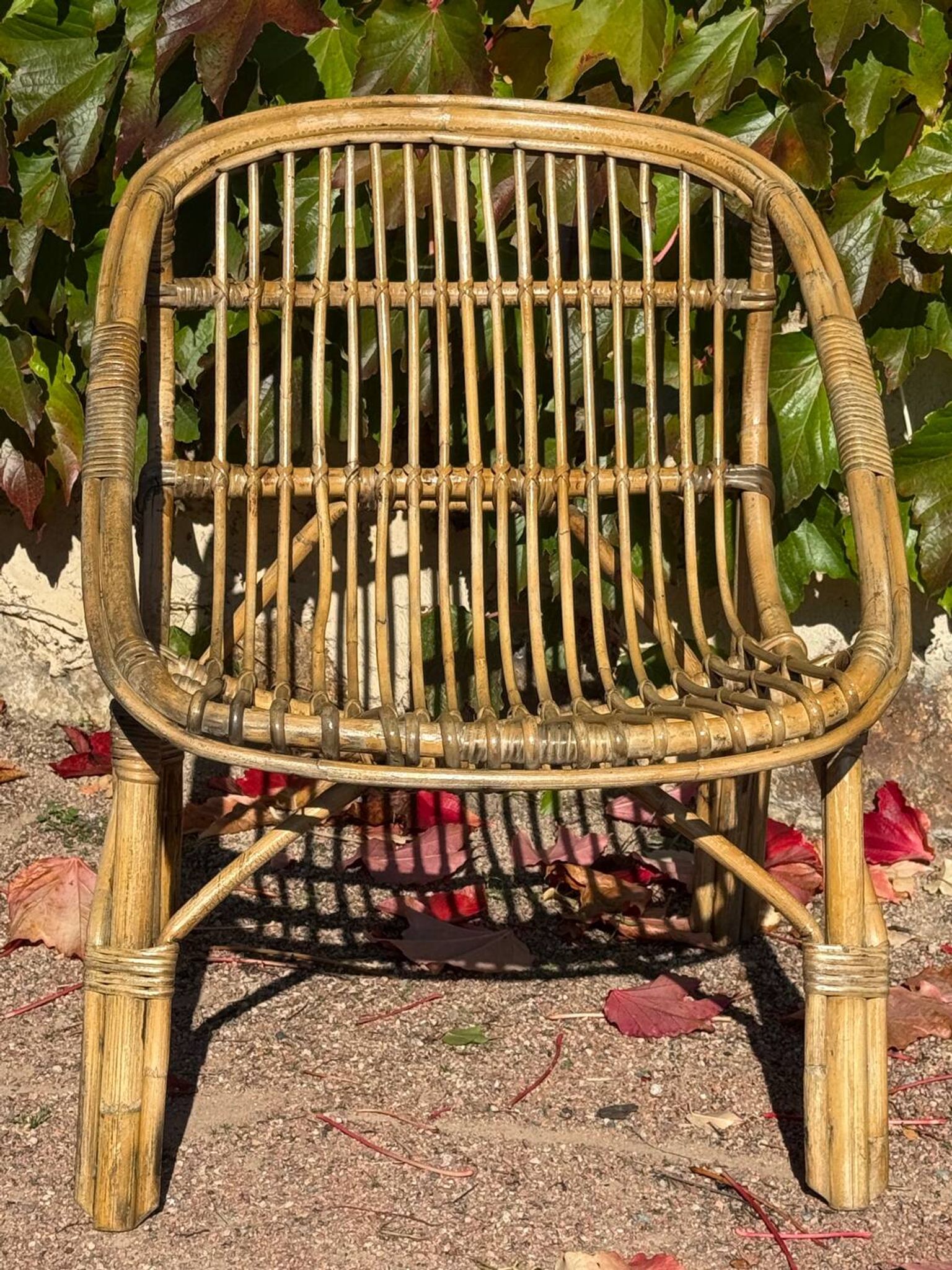 1950s Rattan Armchair from France
