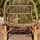 1950s Rattan Armchair from France