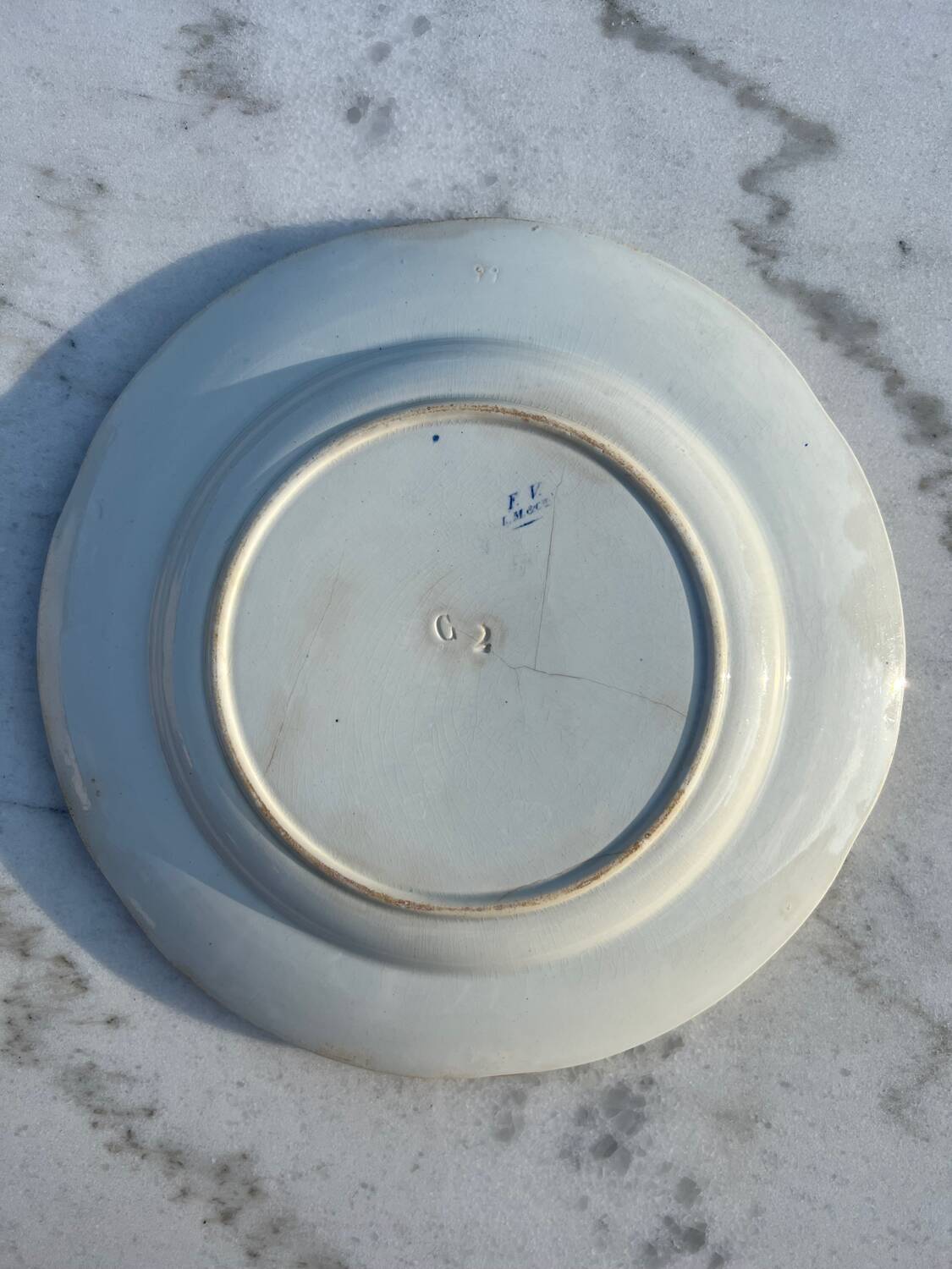 2 Antique Earthenware Plates (Blue Decor)