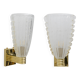 Attributed to Barovier & Toso Brass and "Reticello" Murano Glass Sconces