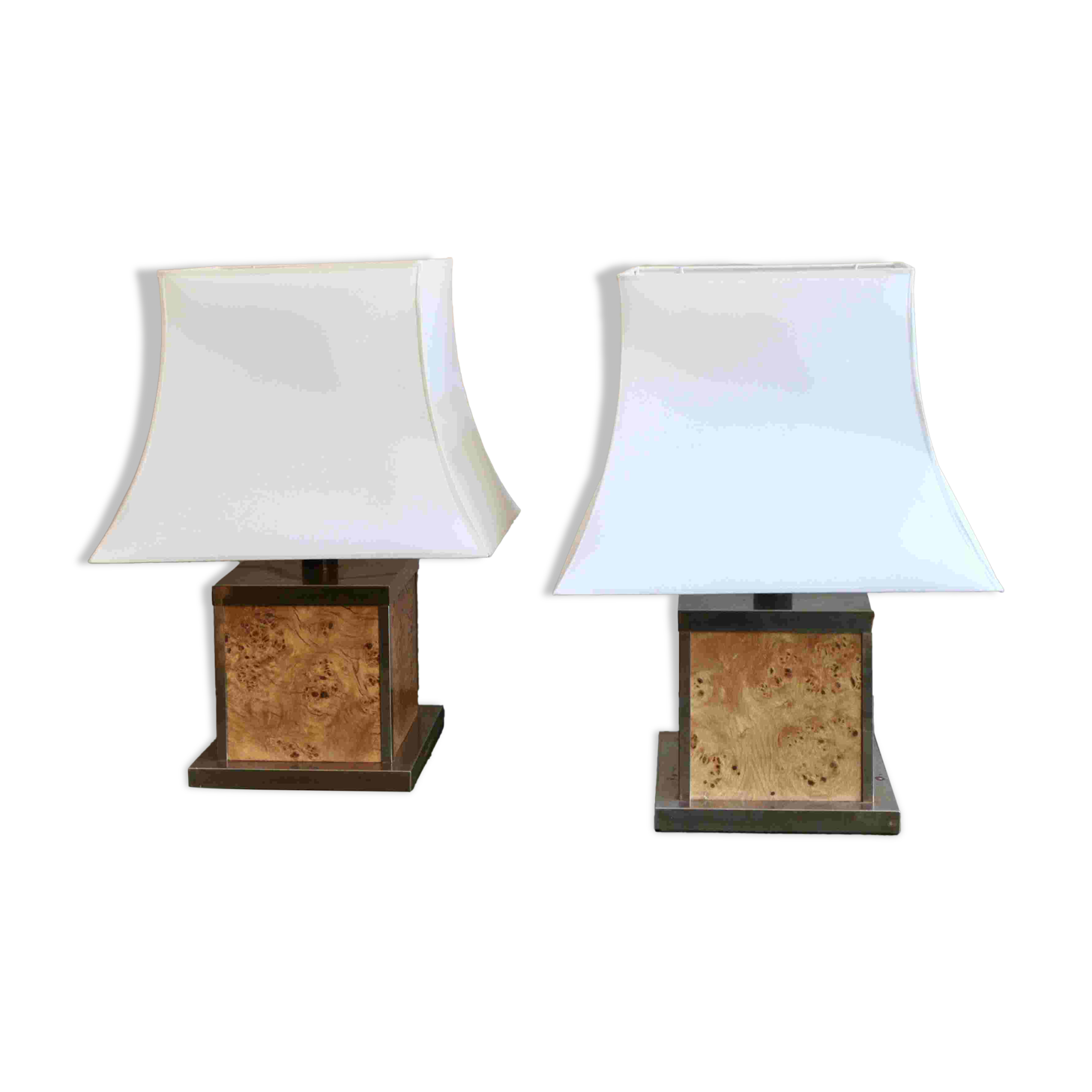 Pair of elm magnifying lamps, 1970s