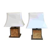 Pair of elm magnifying lamps, 1970s