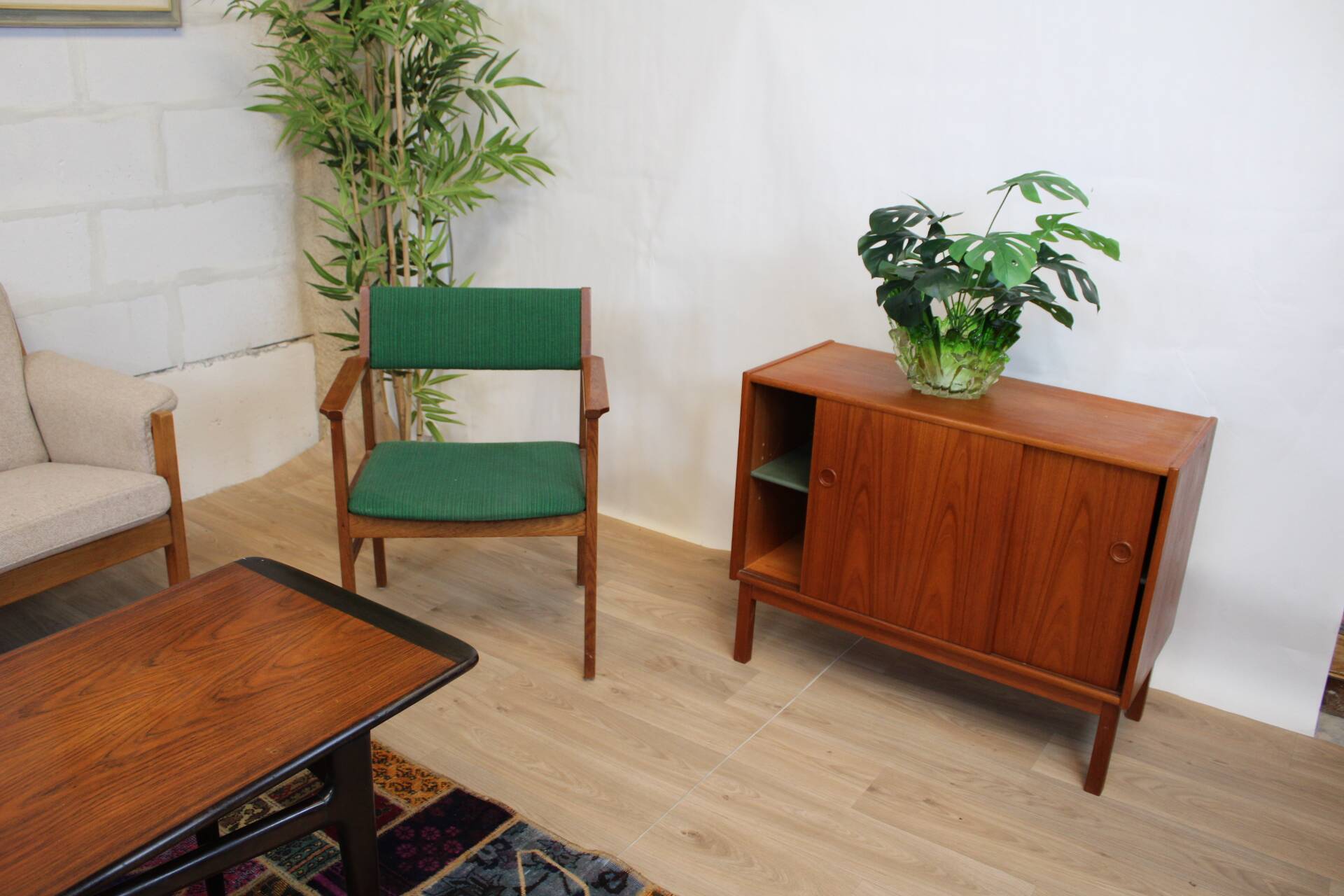 Kinnarps Oslosund armchair in oak and fabric 1960 Sweden