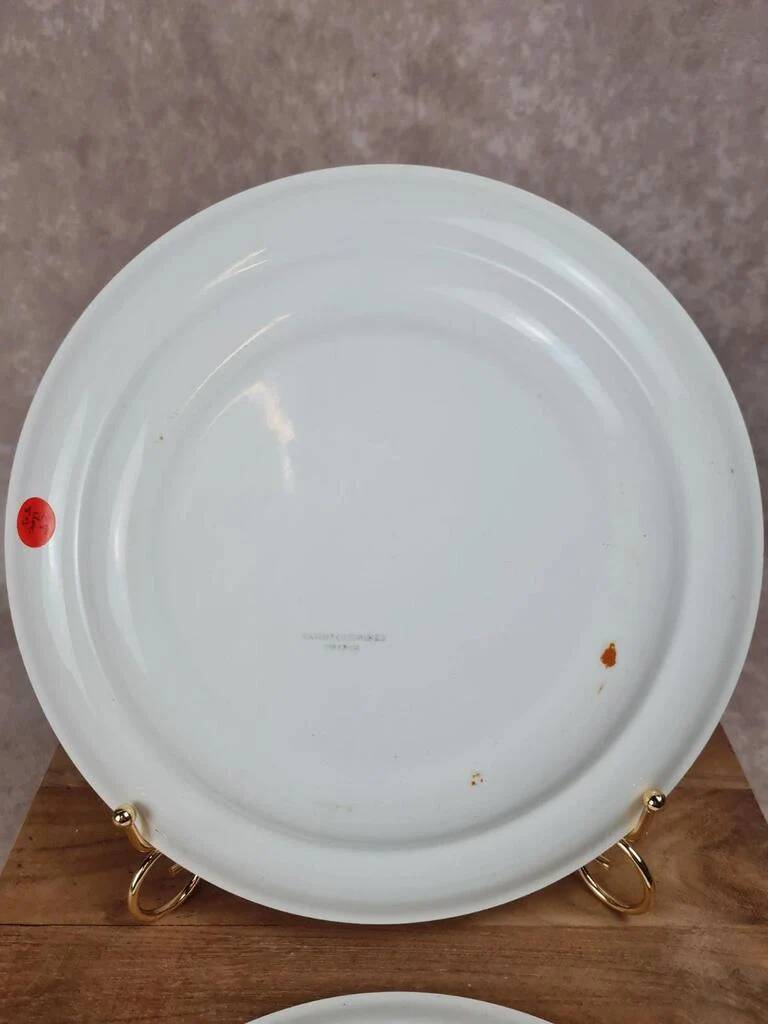 Lot de 2 assiettes plates Sarreguemines décor orange vintage