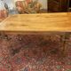 office table in blond walnut, turned legs, beautiful patina, excellent condition.