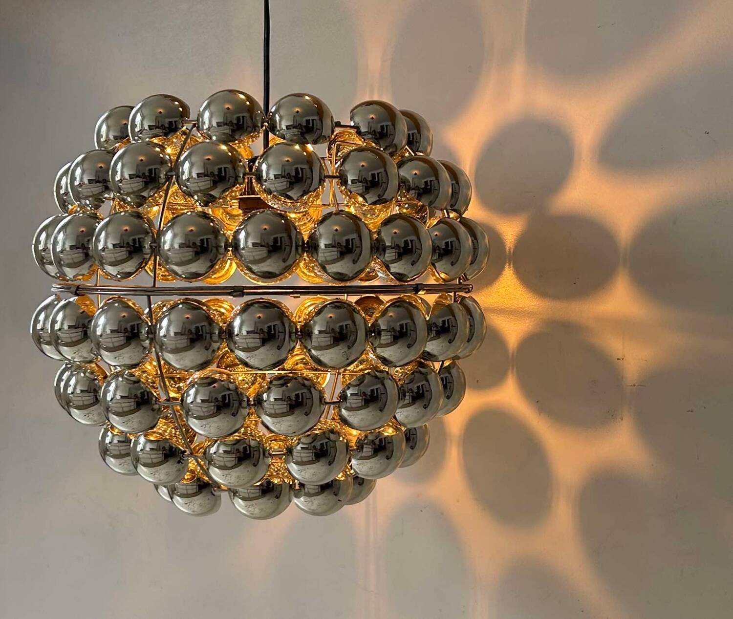Vintage suspension, chrome half sphere, France 1970