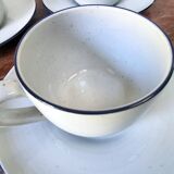 Service 6 tasses café en grès blanc du berry
