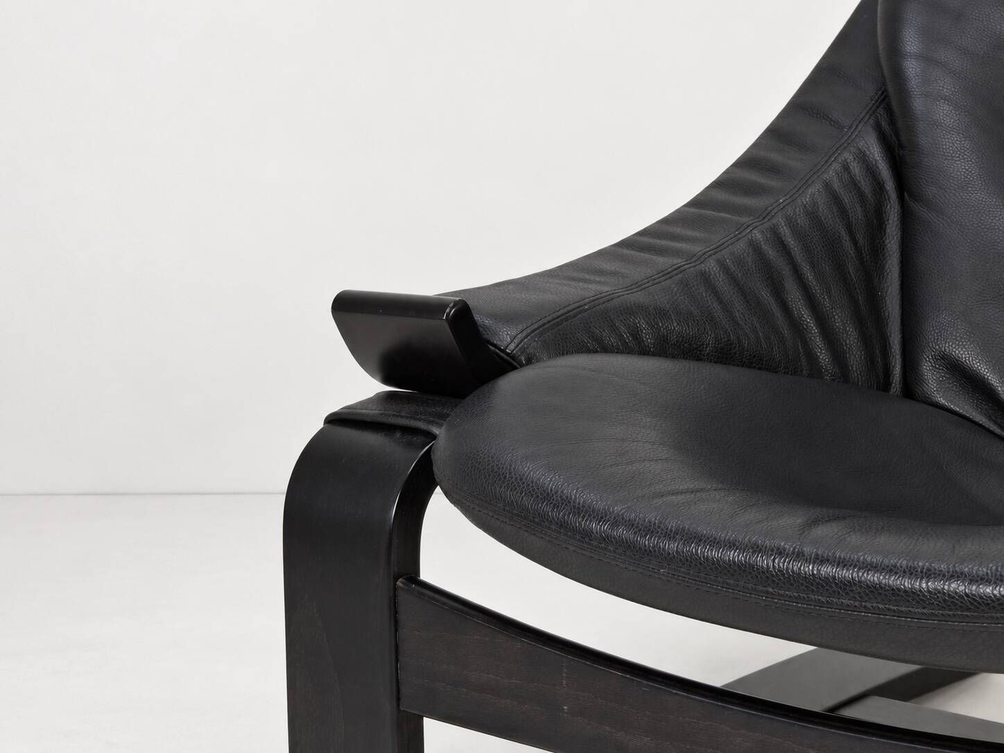 Kroken Armchair in Black Leather by Ake Fribytter for Roche Bobois