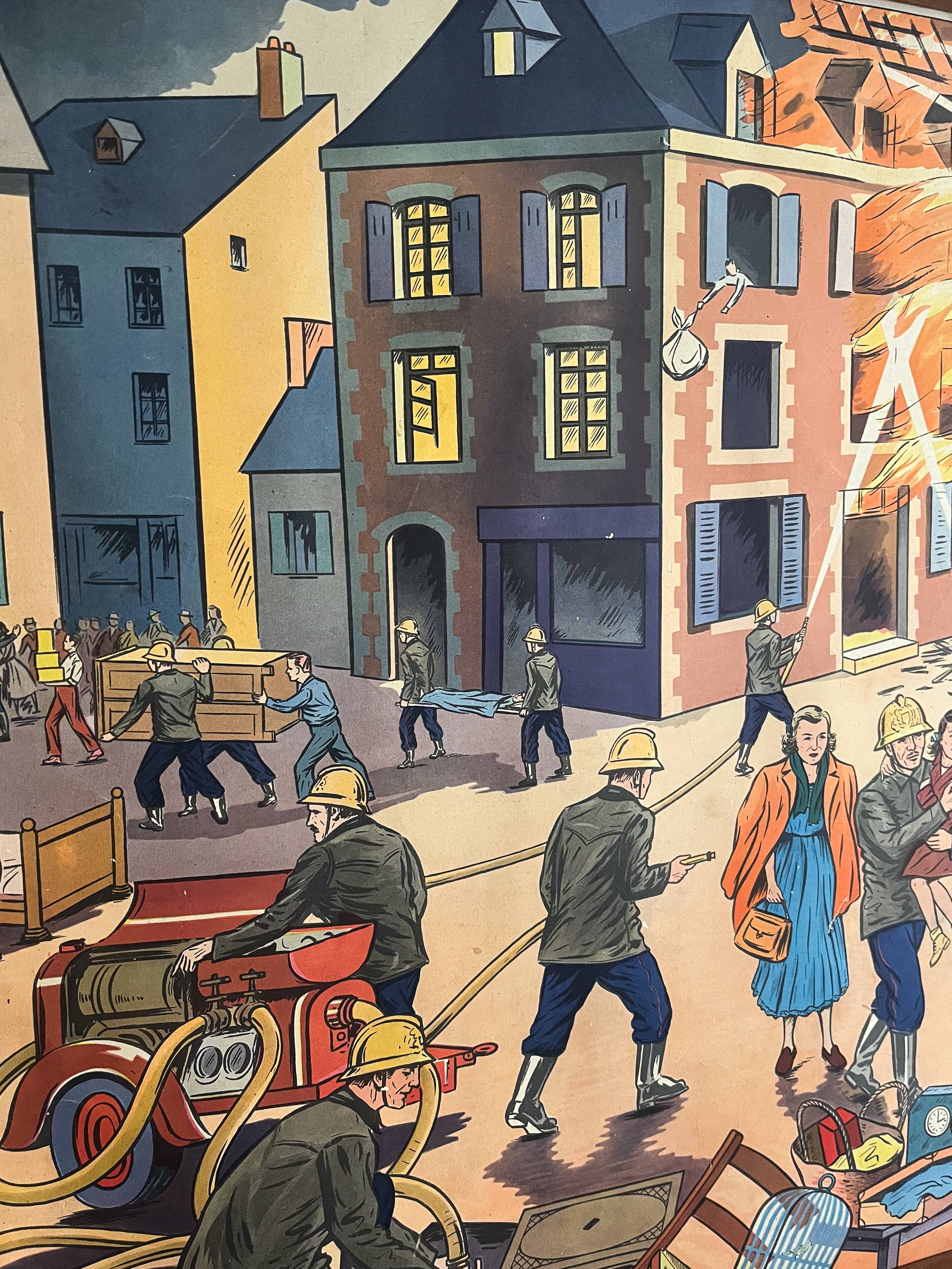 Double-sided educational posters with original wooden frame