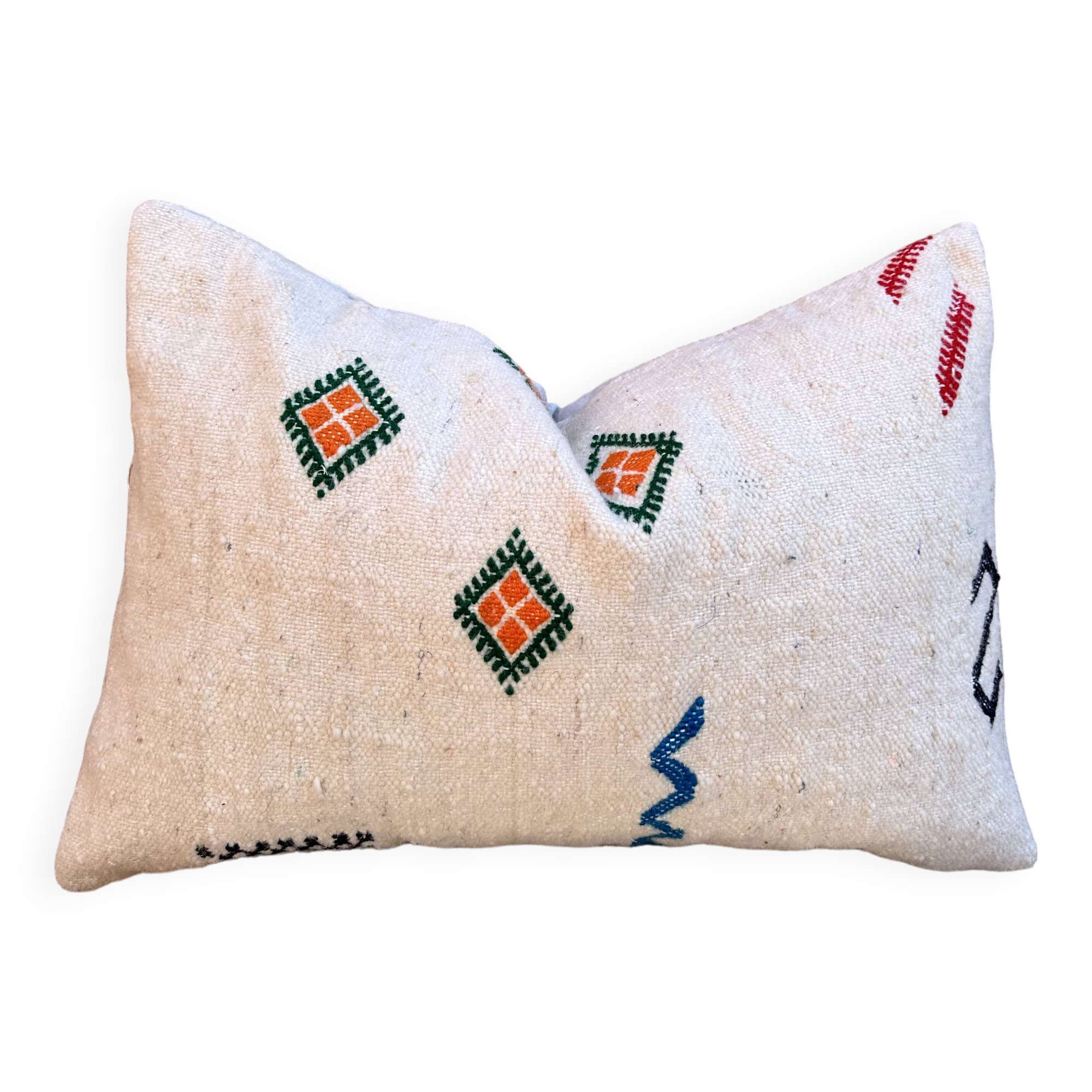Handmade white Moroccan cushion cover (60x40 cm) for Kilim rugs, cushion cover,
