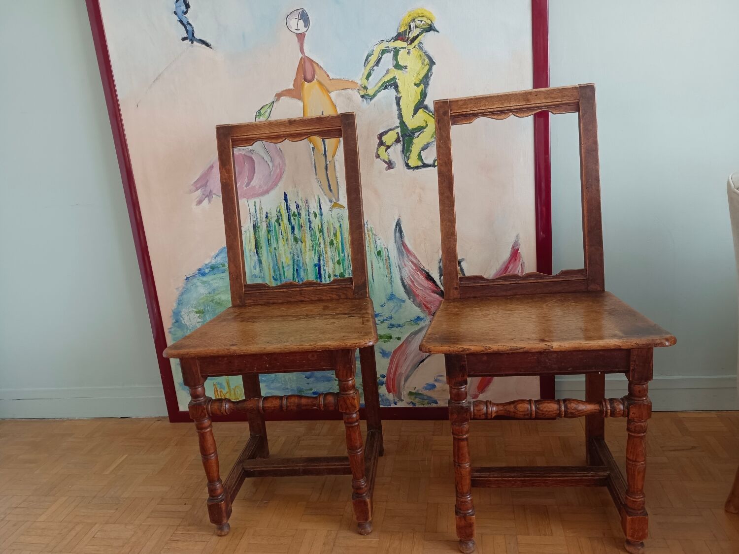 Two Lorraine oak chairs