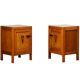 Art Deco Amsterdam School Nightstands pair in oak and glass, 1930s Netherla