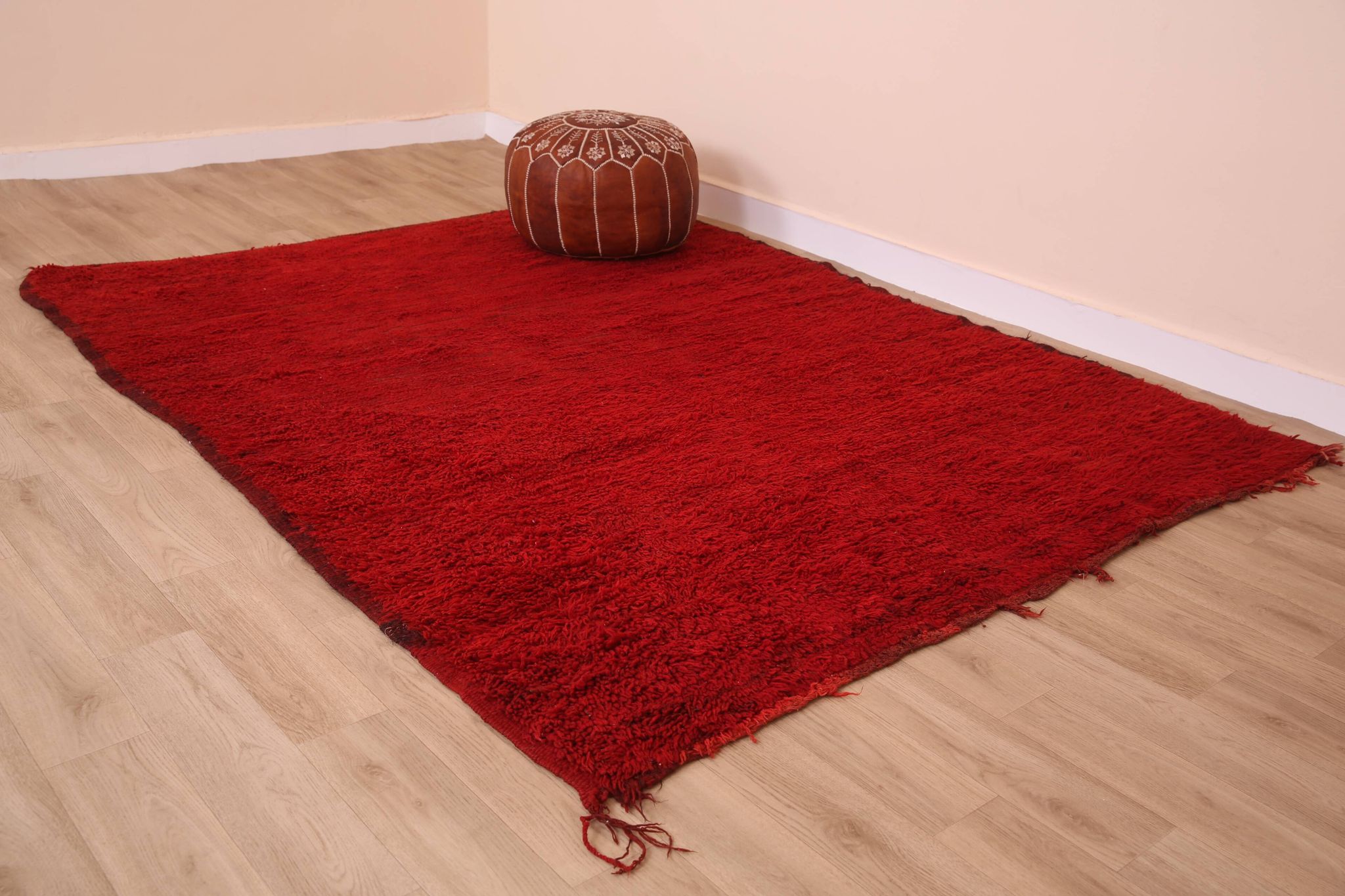 Red Vintage Moroccan Rug 180 x 230 cm, Berber Wool Rug, Handmade Boho Rug