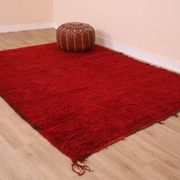 Red Vintage Moroccan Rug 180 x 230 cm, Berber Wool Rug, Handmade Boho Rug