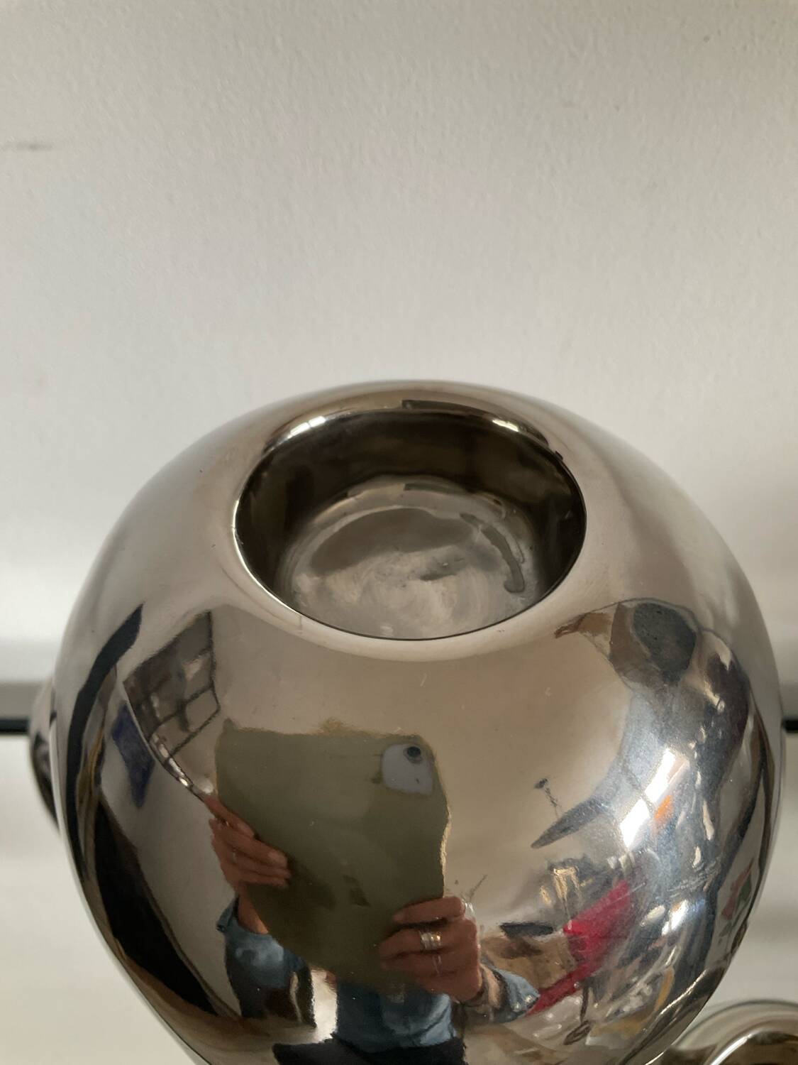 Vintage ceramic cactus candle holder in chrome