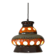 Vintage ceramic pendant light: 1970s rustic handmade chandelier