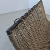 Iron and rattan magazine rack from the 60s