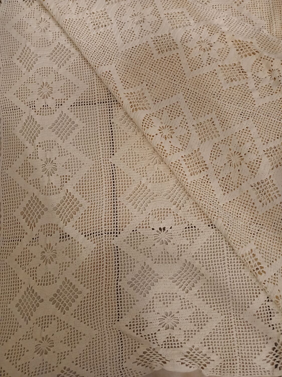 2 antique crocheted bedspreads