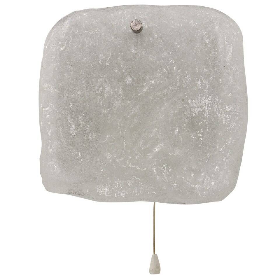 Midcentury wall sconce Kalmar in frosted ice glass, Austria, 1960s