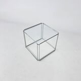 Table d'appoint en acier et verre de Max Sauze, années 1970