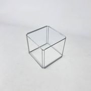 Table d'appoint en acier et verre de Max Sauze, années 1970