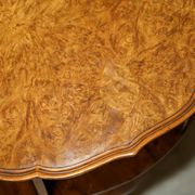 Table basse vintage Burr Walnut pivotante années 1940