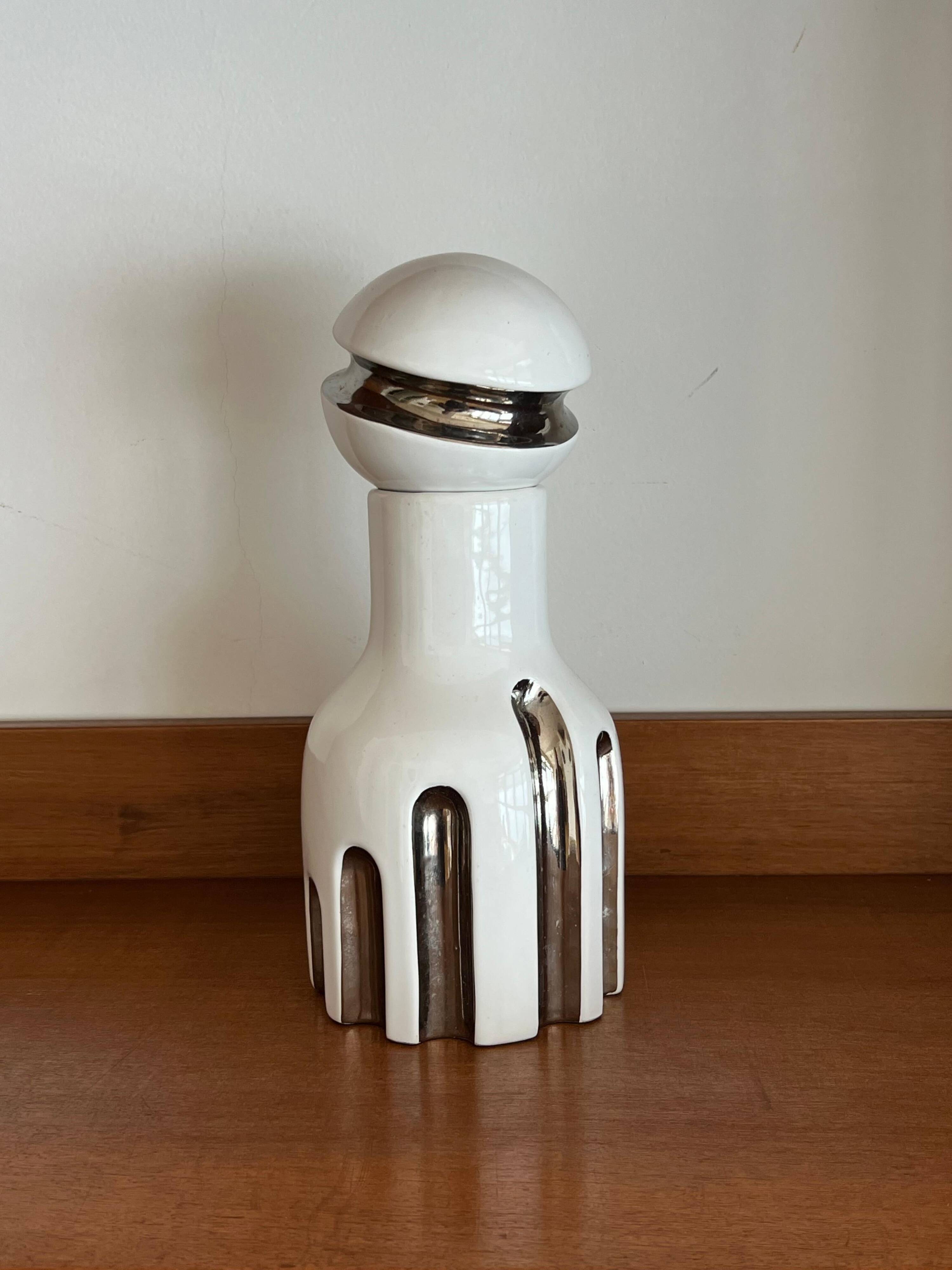 Decorative Ceramic Vase , white glazed, Scultptural Totem, 1970's Ceramic
