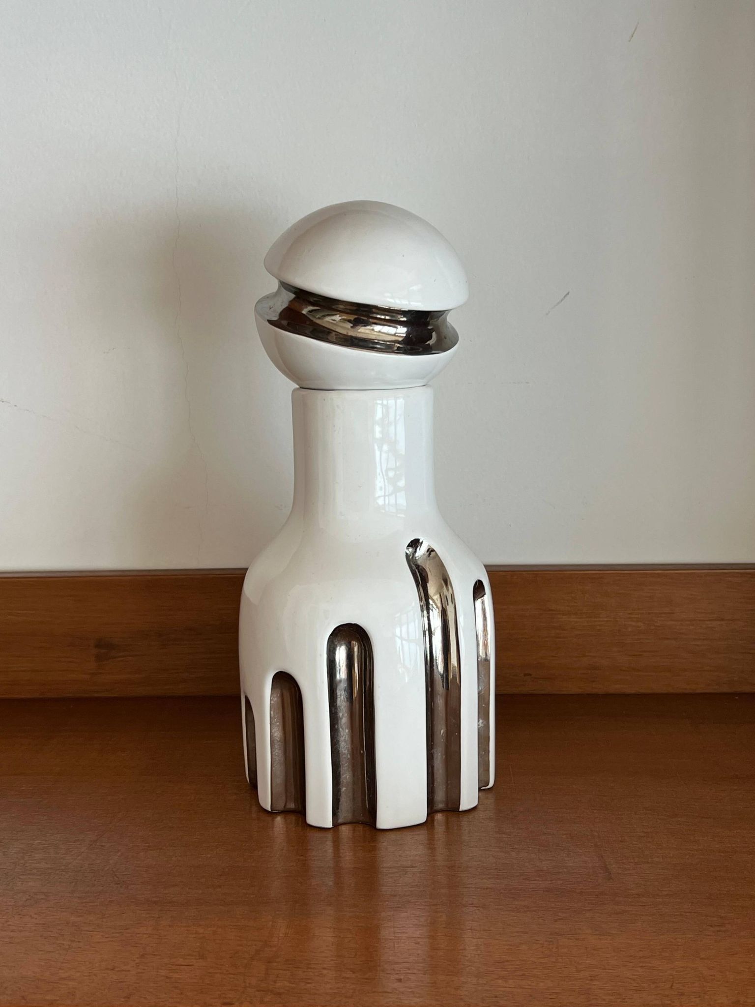 Decorative Ceramic Vase , white glazed, Scultptural Totem, 1970's Ceramic