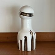 Decorative Ceramic Vase , white glazed, Scultptural Totem, 1970's Ceramic