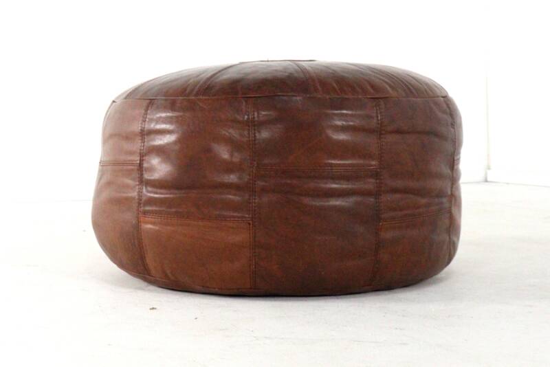 Pouf en cuir Woerdenbach - vintage