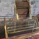 Dressing table and matching psyche in gold metal and glass 70