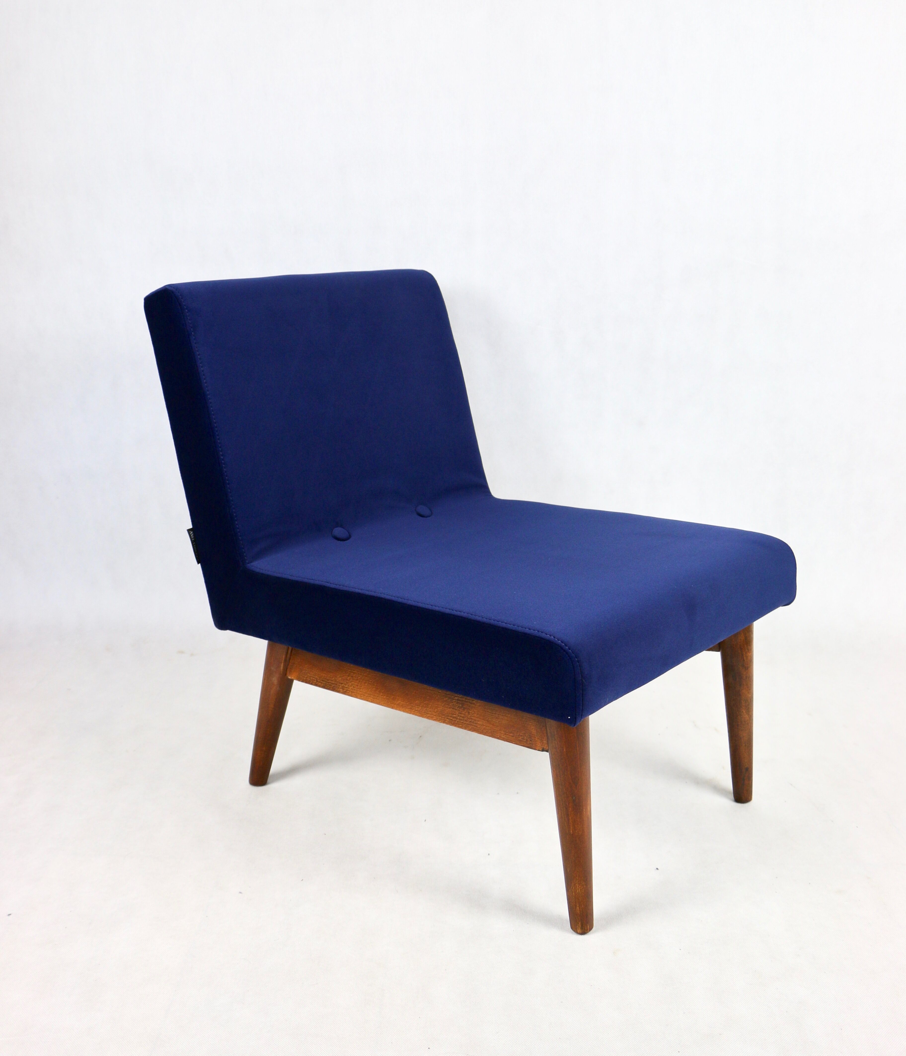Dark blue velvet lounge chair, 1970s