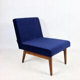 Dark blue velvet lounge chair, 1970s