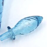 Empoli blue glass carafe with grooves, 60s bottle