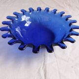 Blue glass salad bowl