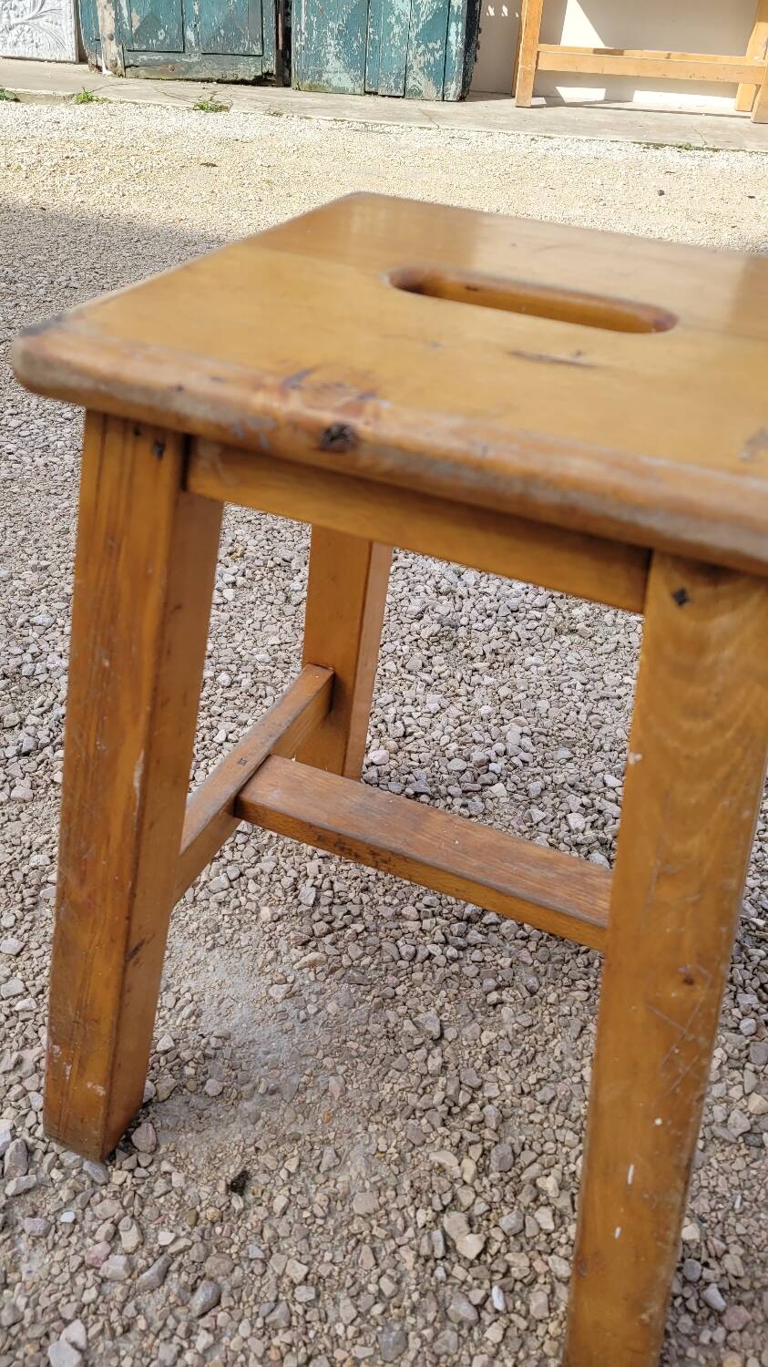 Pair of wooden stools from Gare 1950s