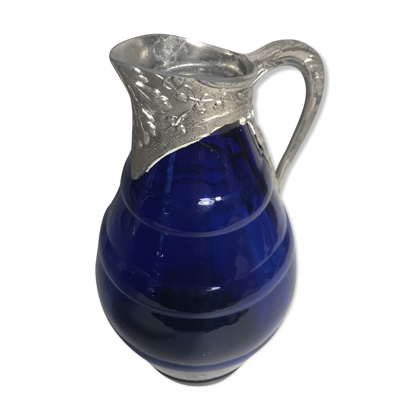 Former pitcher ewer molded glass blue